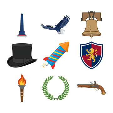 Patriotic Symbols and Historical American Cultural Icons Collection Graphic Set
