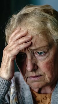Sad or distressed elderly female indoors