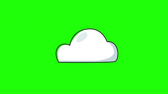 Animated cloud download icon with arrow appearing, flat doodle style, green screen and white background versions included, video technology