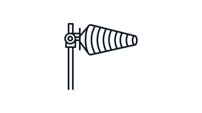 Wind sock icon, weather indicator, wind direction, airport, simple line art