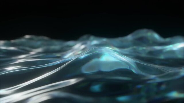 Abstract Clear Glass Waves with Light Refraction Background