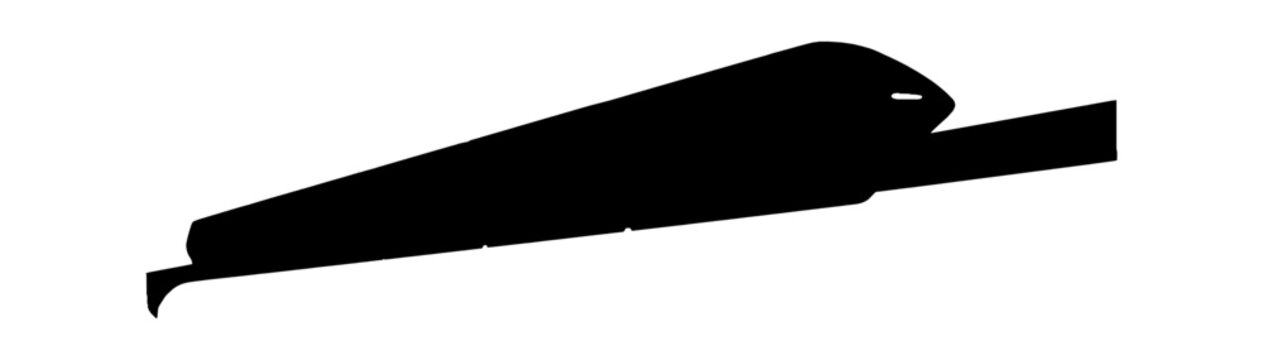 Black silhouette of an old clock tower building at a railway station isolated on transparent background, Vector