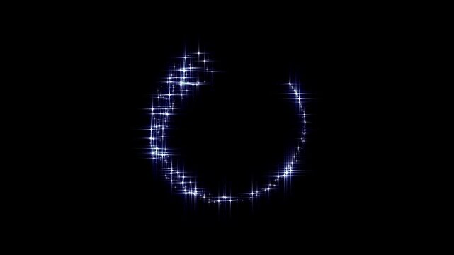 Sparkling glitter stars shine, white cartoon glitter, glowing doodle stars trail, white twinkling glitter, twinkling glitter stars line animation, shining twinkle effect on black background. 4k video