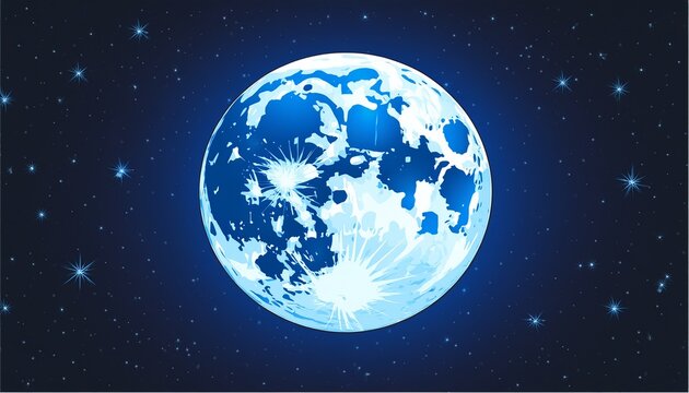 Full Blue Moon On Night Black Sky Artemis Blue Moon Isolated On Night Sky