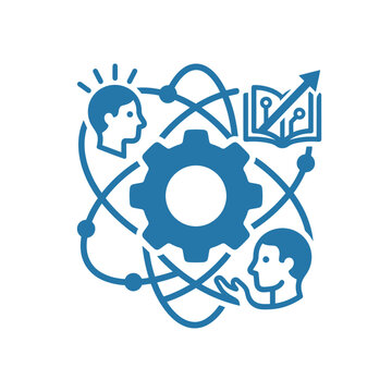 A blue icon representing innovation and technical knowledge growth
