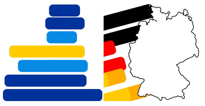 smooth shape of the map of Europe and Germany, isolated