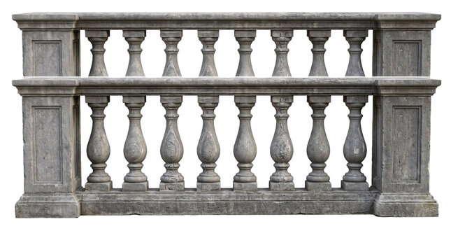 Gray stone balustrade with ornate balusters