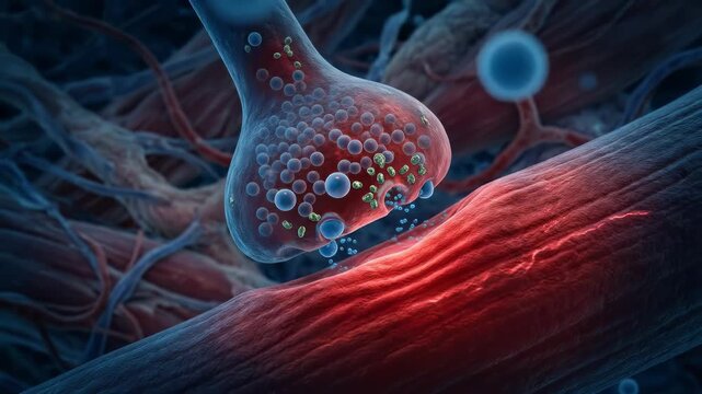 Microscopic tetanus neurotoxicity: nerve ending, muscle fiber, toxin molecule, signal block, spasm induce, lockjaw manifestation, trismus symptom, Clostridium tetani, opisthotonos develop.