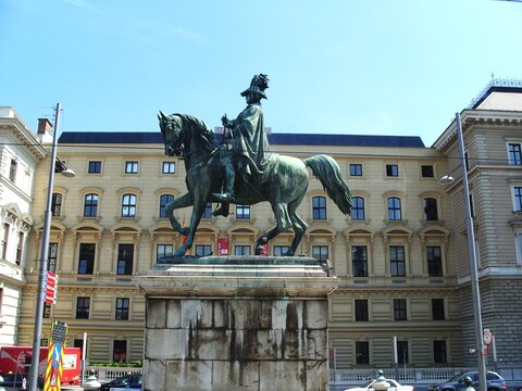 Equestrian statue of Karl Philipp Schwarzenberg in Vienna. Austria. Vienna. July 27, 2010