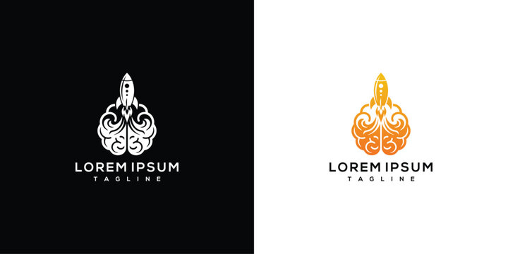Ornate Brain Rocket Launch Logo Design