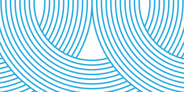 Doodle banner with blue ramen pattern on white background. Wave abstract pattern.