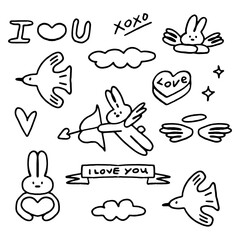 Fototapeta premium Valentine icon sheet doodle illustrate vector