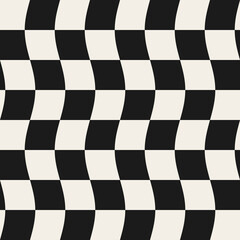 Obraz premium seamless-pattern-wavy-checkerboard-black-cream.eps