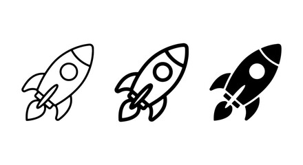 Rocket Ship Icons, Spacecraft Vector Graphics, Futuristic Launch Symbols, Sci-Fi Exploration Art © Mahir