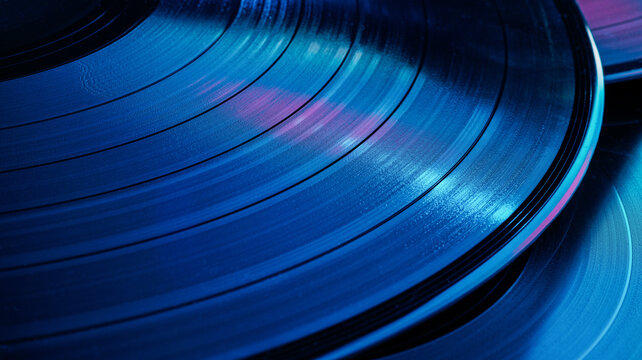Multicolor abstract musical futuristic background with vinyl records