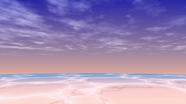 夕焼け空と海のシームレスループ背景動画