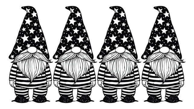 Gnome vector illustration featuring four festive holiday
