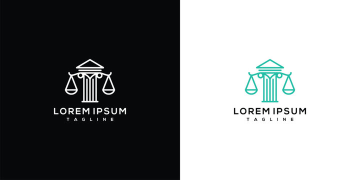 Justice Scales and Classical Column Law Firm Logo Design