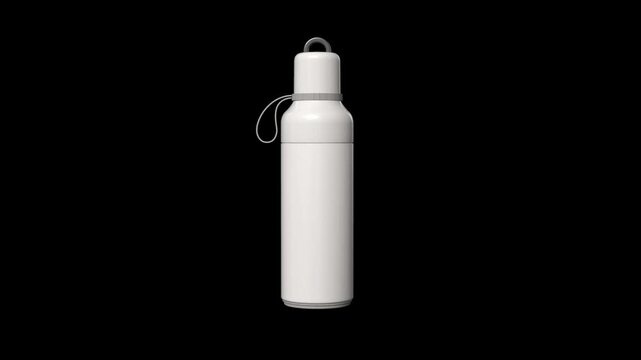 3D render water can bottle on black background.