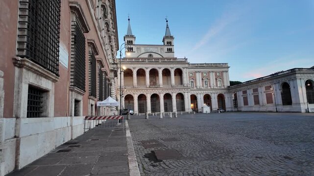 Architectural view of the papal Loggia of Blessings at Lateran Palace Rome