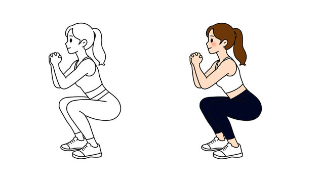 Woman Squat Exercise Character Illustration