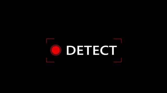 Advanced AI face or object detect system motion graphic overlay with red recording target circle. Ideal for cybersecurity videos, future tech clips, and smart security layout.