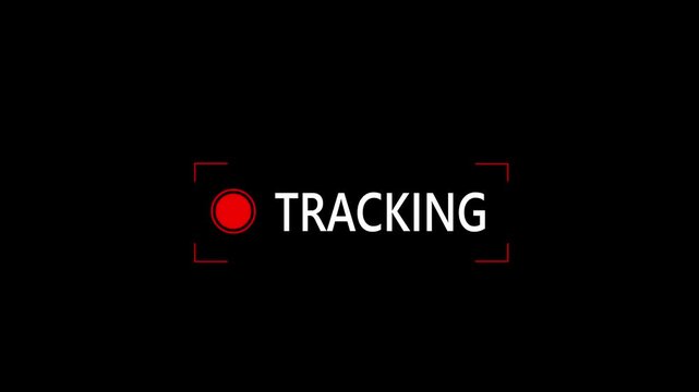 High tech target tracking system interface layout with red glowing lens frame animation. Perfect for sci-fi movies, military simulation graphics, security systems, and UI design.