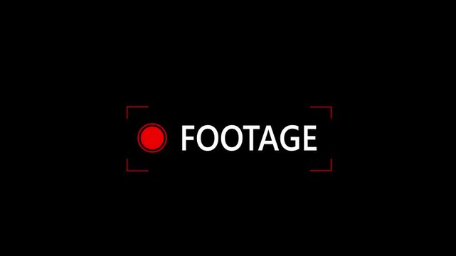 Camera view overlay animation featuring bold footage text and red recording frame element. Best choice for movie making, documentary production, security video, and cctv mockup.