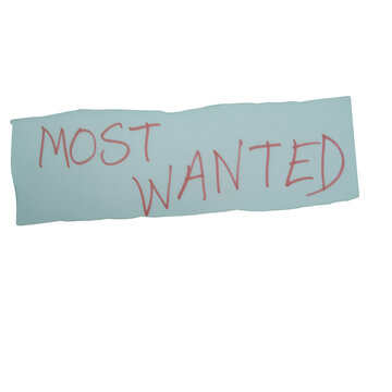 Most wanted text sign isolated on white background isolated on transparent background