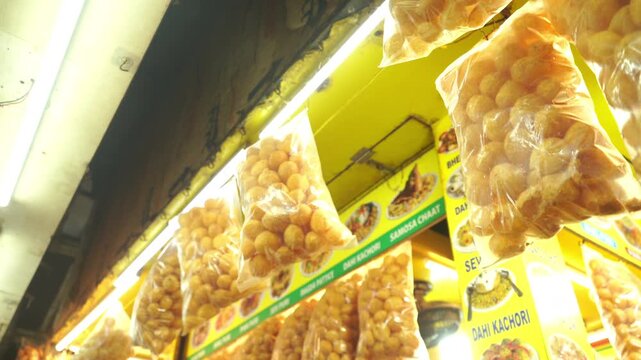 Pani puri snack displayed at a local street food stall in India