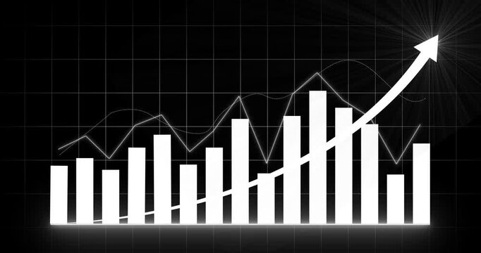 Business graph growth concept in allusive graph chart showing marketing sales profit increasing to future target. Graph upward trends for business strategy
