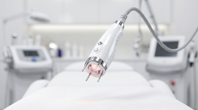 Close up of multipolar radiofrequency RF beauty lifting device handpiece