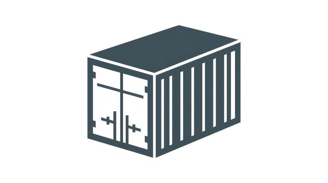 Isometric shipping container icon representing global freight logistics and cargo transport for