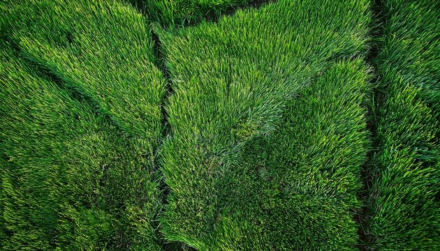 Overhead Top Down View Of Lush Green Turf Grass Surface Dense Blades Tightly Packed Vibrant Saturated Sports Field Or Lawn Texture