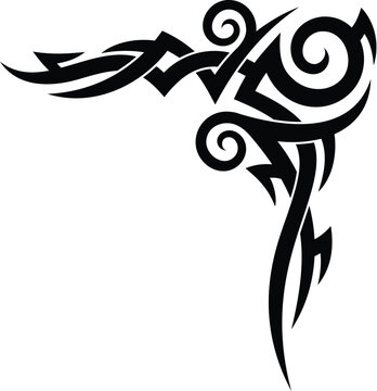 Celtic tattoo ornament or tribal Maori or Polynesian and Sigilism art, vector design. Abstract tribal tattoo with intricate flame wings of Celtic and Hawaiian Maori ornament with gothic sharp swirls