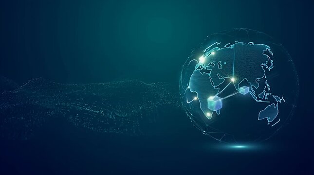 Digital Blockchain Technology Global Connectivity Visualization