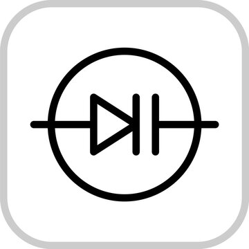 Electric and electronic circuit varactor diode symbol. Electric circuit component diagram linear vector symbol, computer engineering scheme pictogram or electronic board wiring blueprint icon