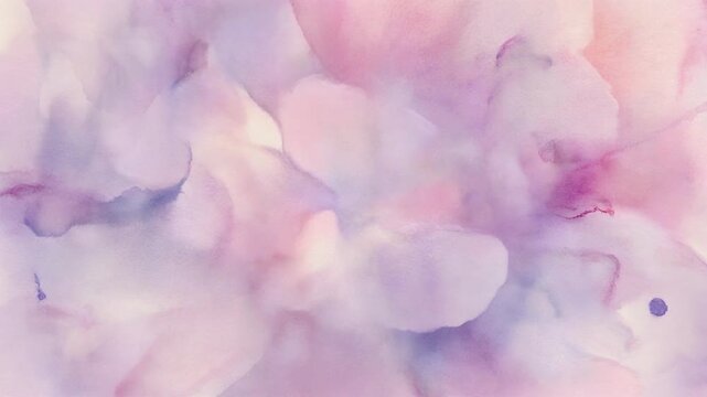 Vibrant Watercolor Ink Blooming and Expanding Like Soft Flower Petals on Wet Textured Paper, Artistic Full HD Motion Background