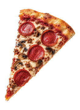 Delicious Pepperoni Pizza Slice Isolated on White Background with Melted Cheese and Crispy Crust Italian Food Closeup