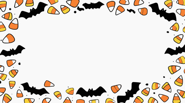 Sweet and spooky Halloween candy corn and bat border creating a festive frame for a fun and playful holiday celebration