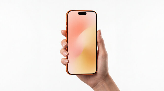 iPhone 17 Pro Max mockup held in hand, isolated on white background, smartphone template for mobile app presentation and digital marketing design