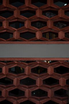 Terracotta roster ventilation breeze block wall with hexagonal pattern for modern facade architecture