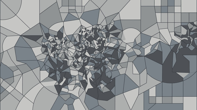 Fondo abstracto con patr&oacute;n geom&eacute;trico compuesto por mosaicos poligonales en tonos grises que crean una estructura visual compleja y moderna para dise&ntilde;o gr&aacute;fico.