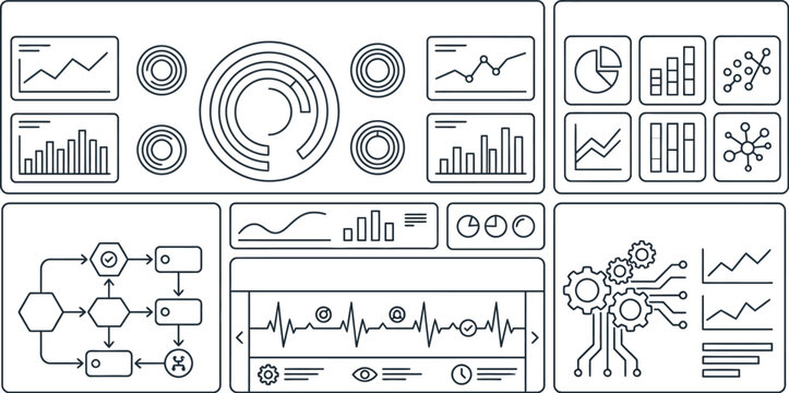 Collection of various data visualization and infographic elements