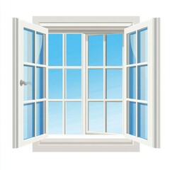 Obraz premium An open white window with a clear blue sky, symbolizing openness and inspiration.