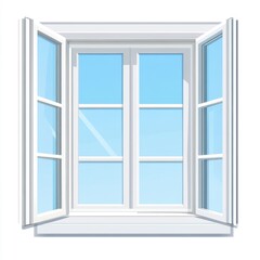 Obraz premium A bright, open window with white frames letting in a clear blue sky, symbolizing openness and fresh perspectives.
