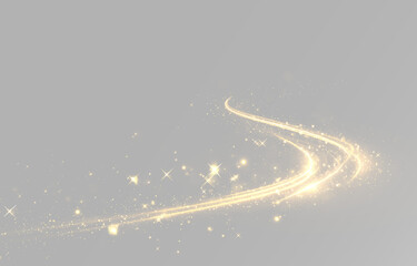 Golden magic light streak glowing fairy dust sparkling trail elegant golden swirl fantasy energy luxury glowing ribbon effect © theladydarina