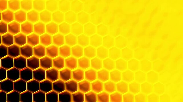 Abstract background featuring a bright yellow honeycomb pattern with geometric hexagonal shapes.