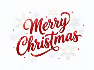 Fototapeta premium Beautiful red cursive merry christmas greeting with snowflakes and dots isolated design
