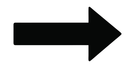 Transparent png of a simple black directional arrow icon pointing right showing movement next step and progress in a minimalist design for navigation interface and process illustration overlay left © Sergey